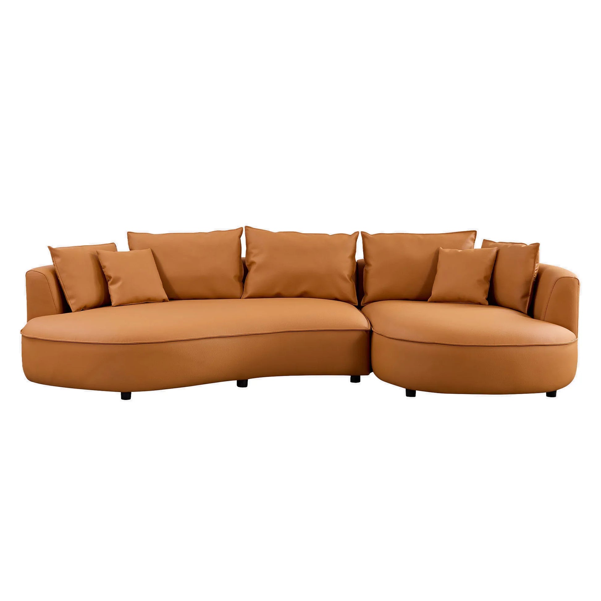 5 Seater Bonded Leather Upholstered Curved Modern Sectional Sofa