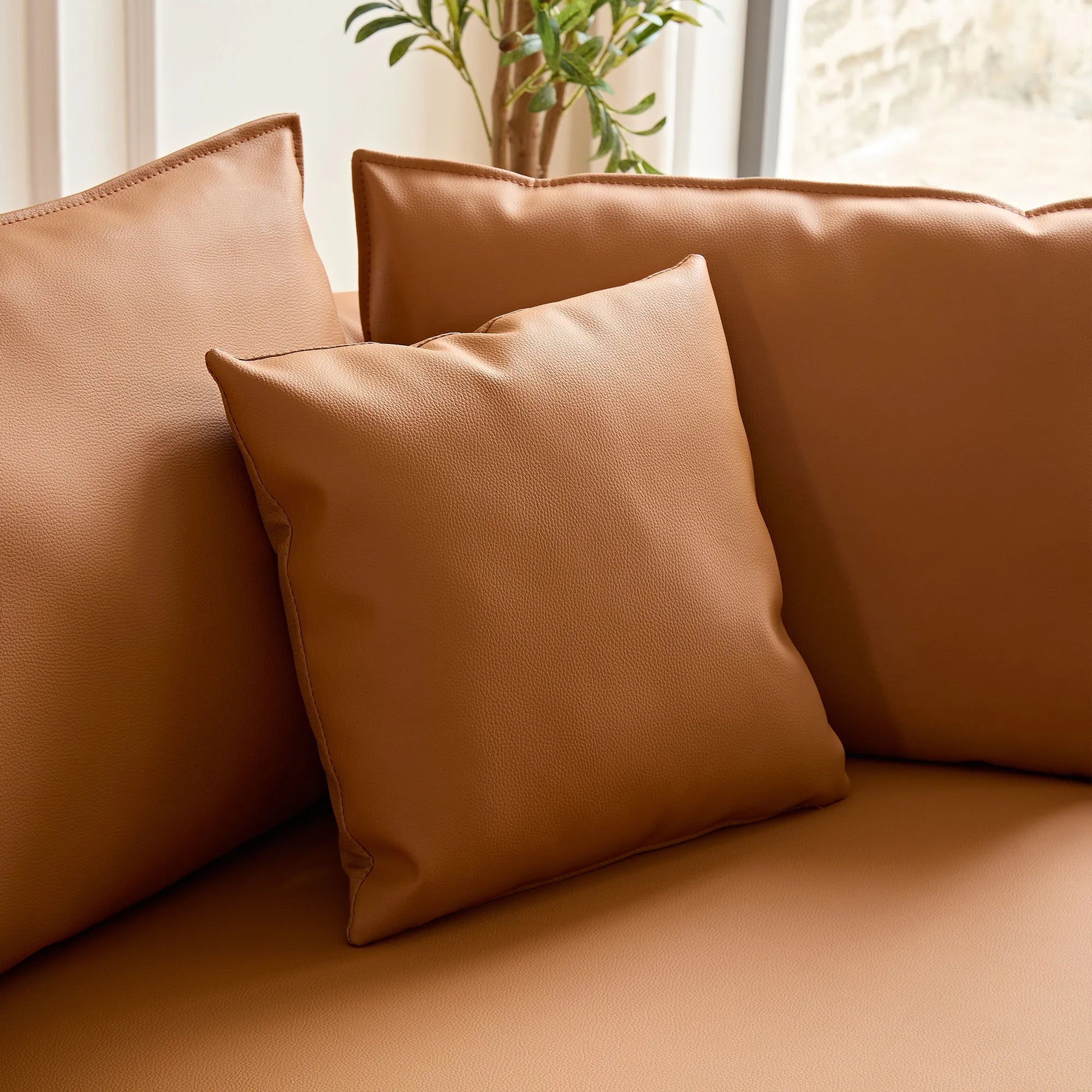 5 Seater Bonded Leather Upholstered Curved Modern Sectional Sofa