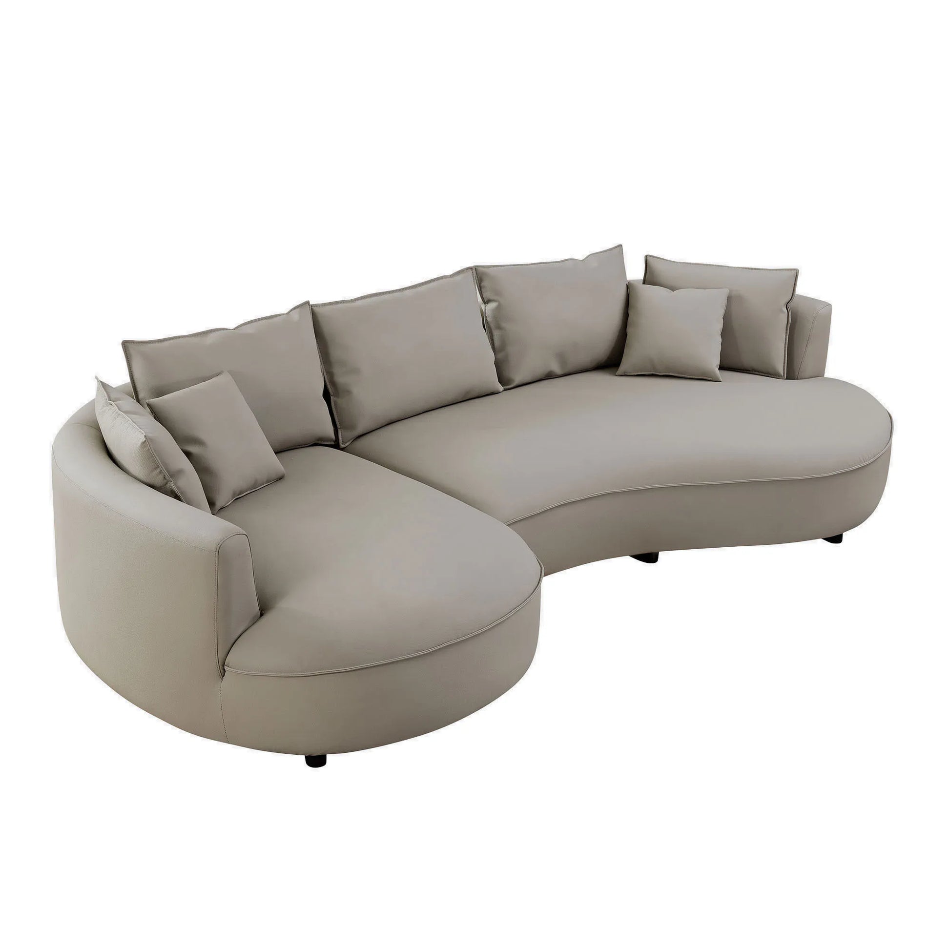 5 Seater Bonded Leather Upholstered Curved Modern Sectional Sofa