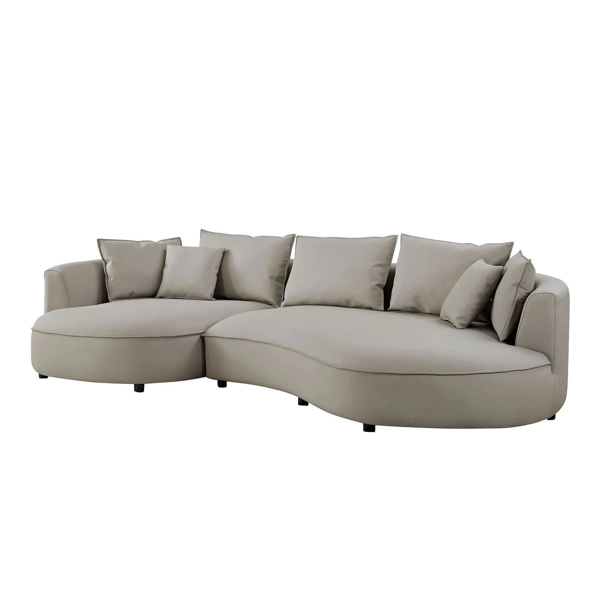 5 Seater Bonded Leather Upholstered Curved Modern Sectional Sofa