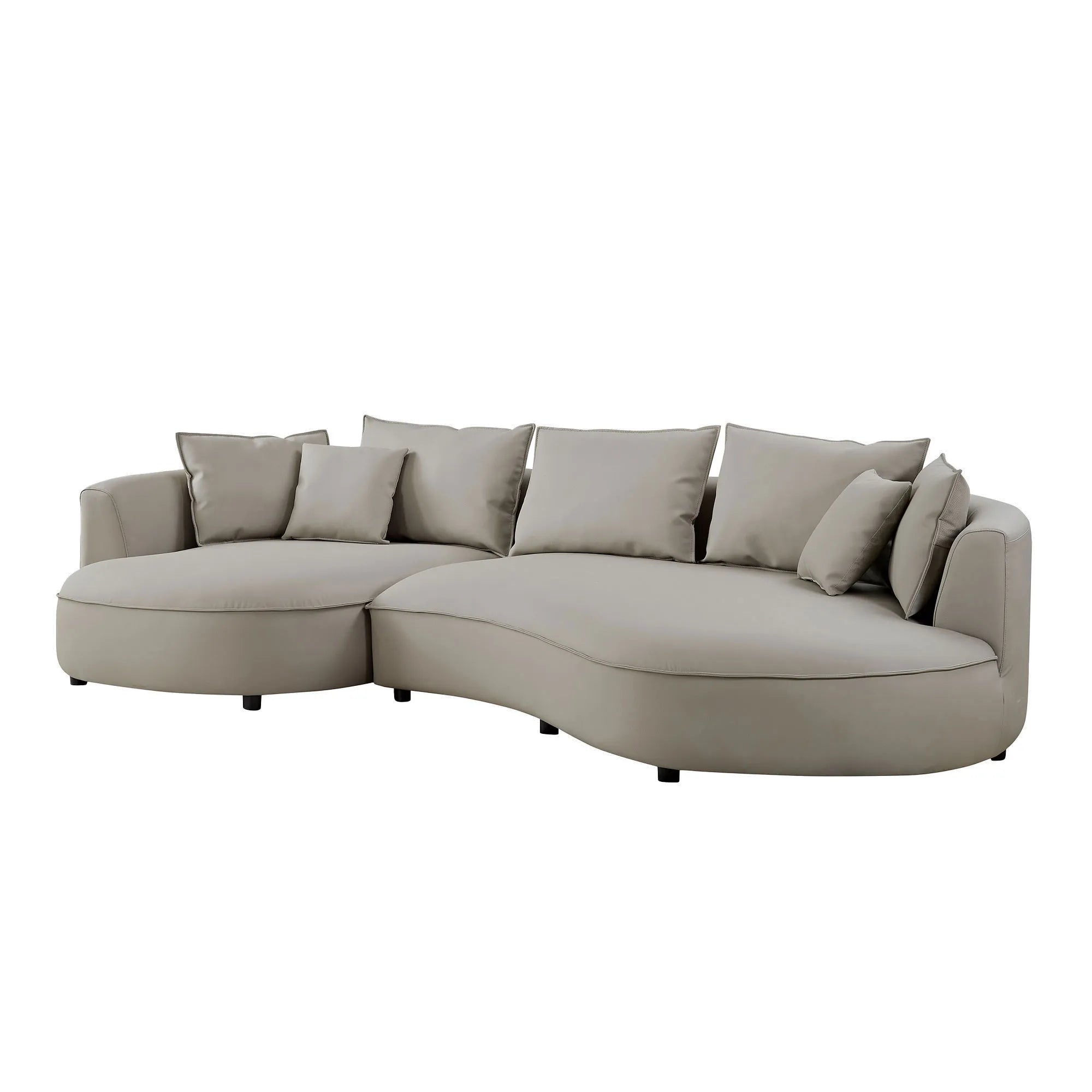 5 Seater Bonded Leather Upholstered Curved Modern Sectional Sofa