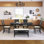 6-Piece Wood Modern Dining Table Set with Bench and 4 Dining Chairs
