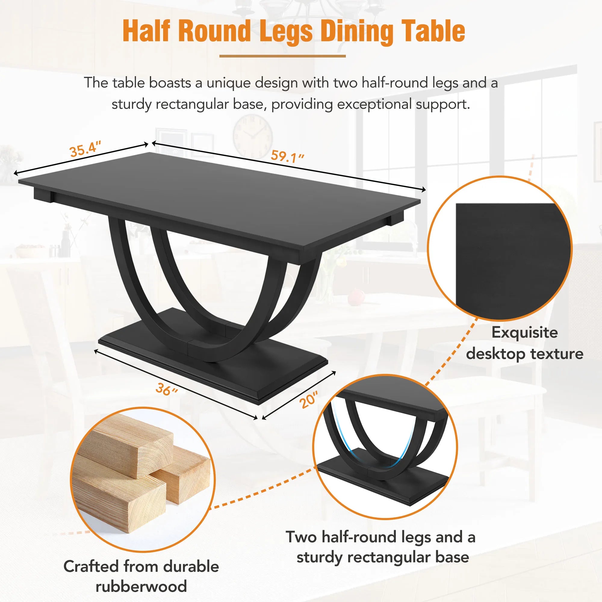 6-Piece Wood Modern Dining Table Set with Bench and 4 Dining Chairs