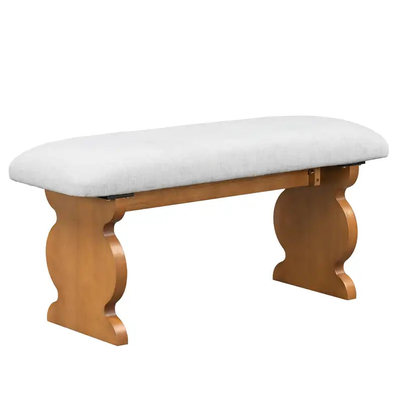 60" 6-Piece Mid-Century Modern Dining Table Set With 4 Chairs and Bench