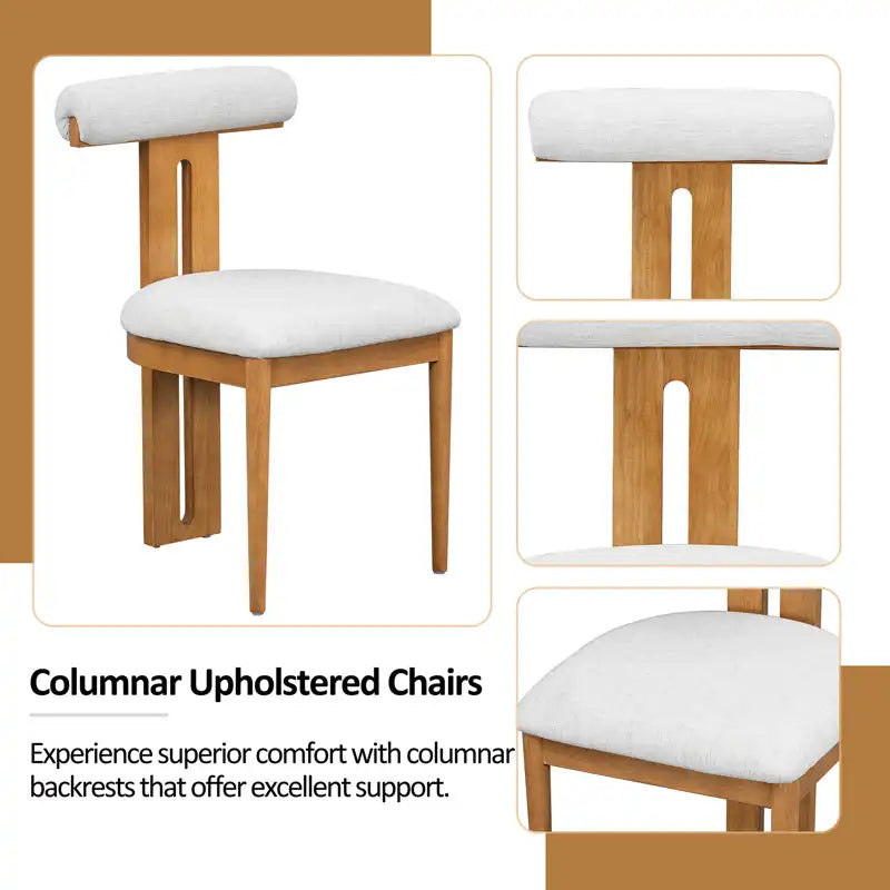 60" 6-Piece Mid-Century Modern Dining Table Set With 4 Chairs and Bench