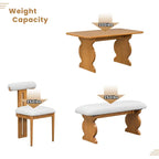 60" 6-Piece Mid-Century Modern Dining Table Set With 4 Chairs and Bench