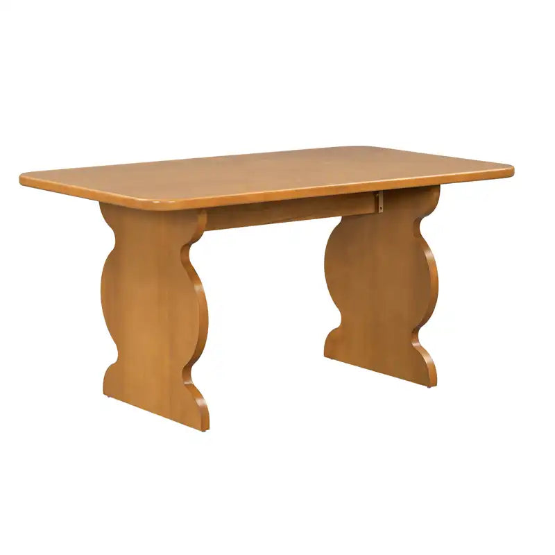 60" 6-Piece Mid-Century Modern Dining Table Set With 4 Chairs and Bench