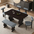 60" 6-Piece Mid-Century Modern Dining Table Set With 4 Chairs and Bench