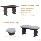 60" 6-Piece Mid-Century Modern Dining Table Set With 4 Chairs and Bench