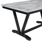 60" 6 Pieces Modern Dining Table Set, With Faux Marble Tabletop