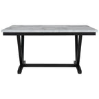 60" 6 Pieces Modern Dining Table Set, With Faux Marble Tabletop