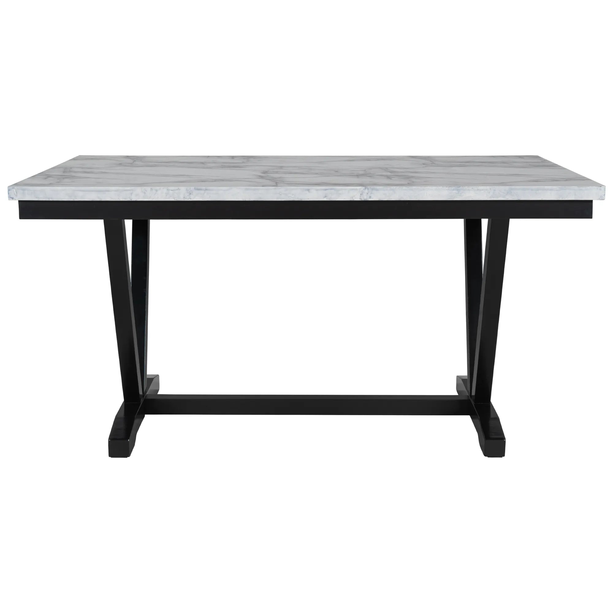 60" 6 Pieces Modern Dining Table Set, With Faux Marble Tabletop