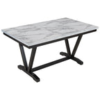 60" 6 Pieces Modern Dining Table Set, With Faux Marble Tabletop