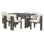 60" 7 Pieces Retro Dining Table Set With 6 Chairs