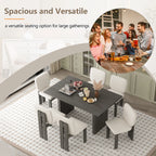 60" 7 Pieces Retro Dining Table Set With 6 Chairs