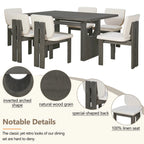 60" 7 Pieces Retro Dining Table Set With 6 Chairs