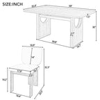 60" 7 Pieces Retro Dining Table Set With 6 Chairs
