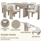 60" 7 Pieces Retro Dining Table Set With 6 Chairs