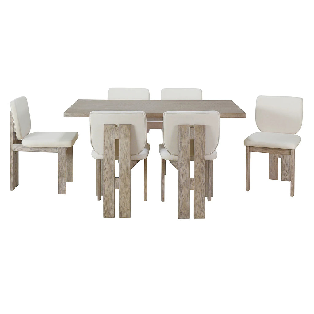 60" 7 Pieces Retro Dining Table Set With 6 Chairs