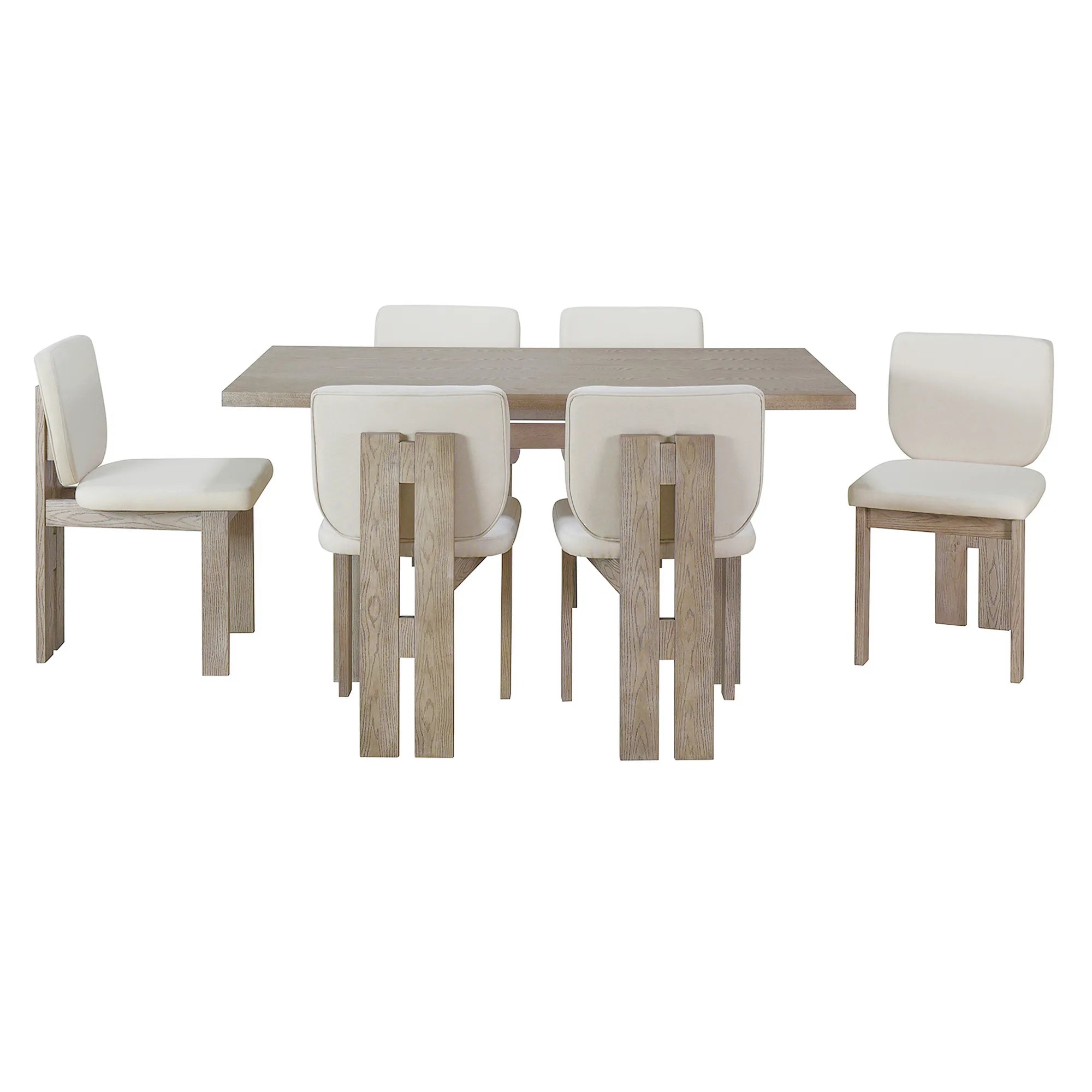 60" 7 Pieces Retro Dining Table Set With 6 Chairs
