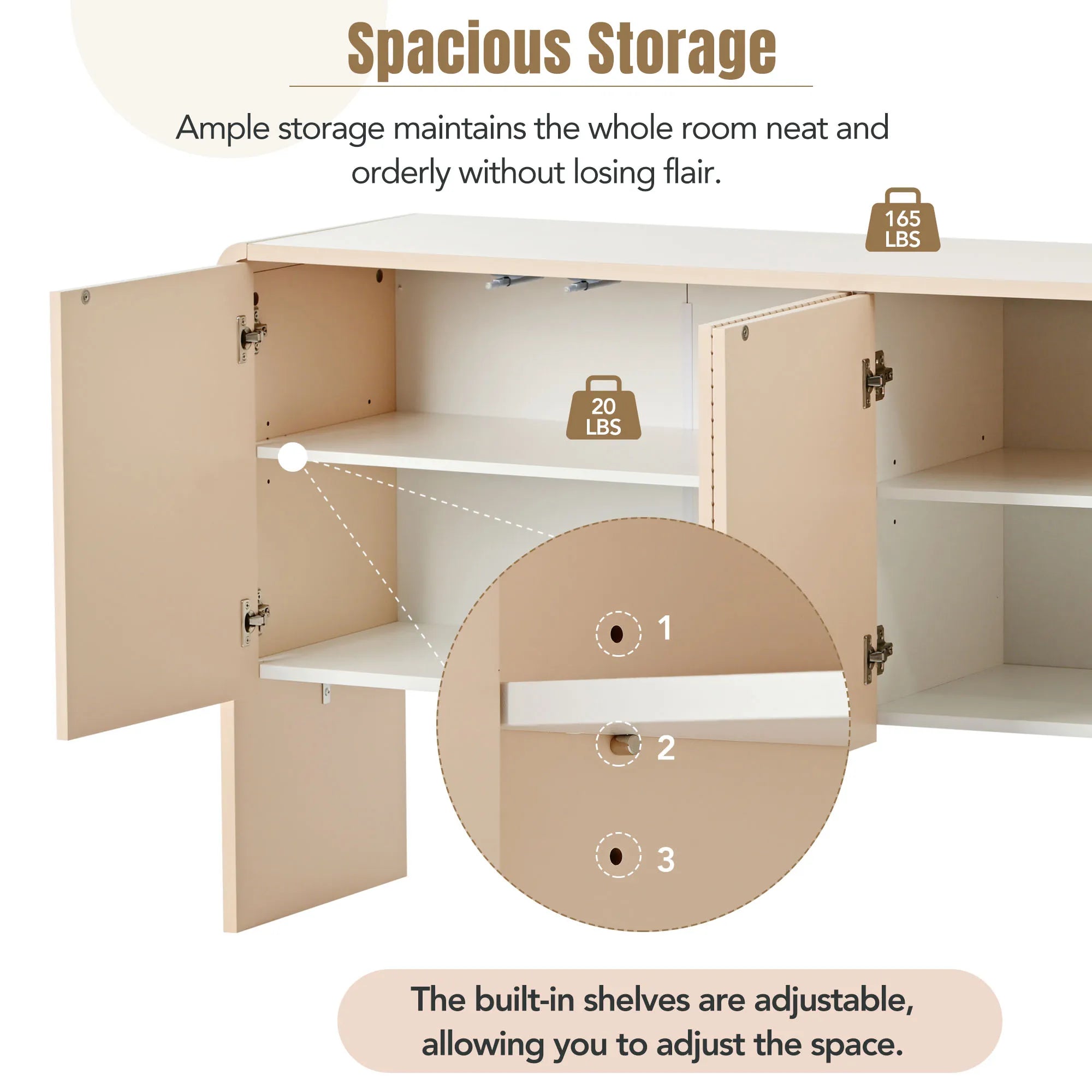 60" Minimalist Style Modern Sideboard with 4 Doors