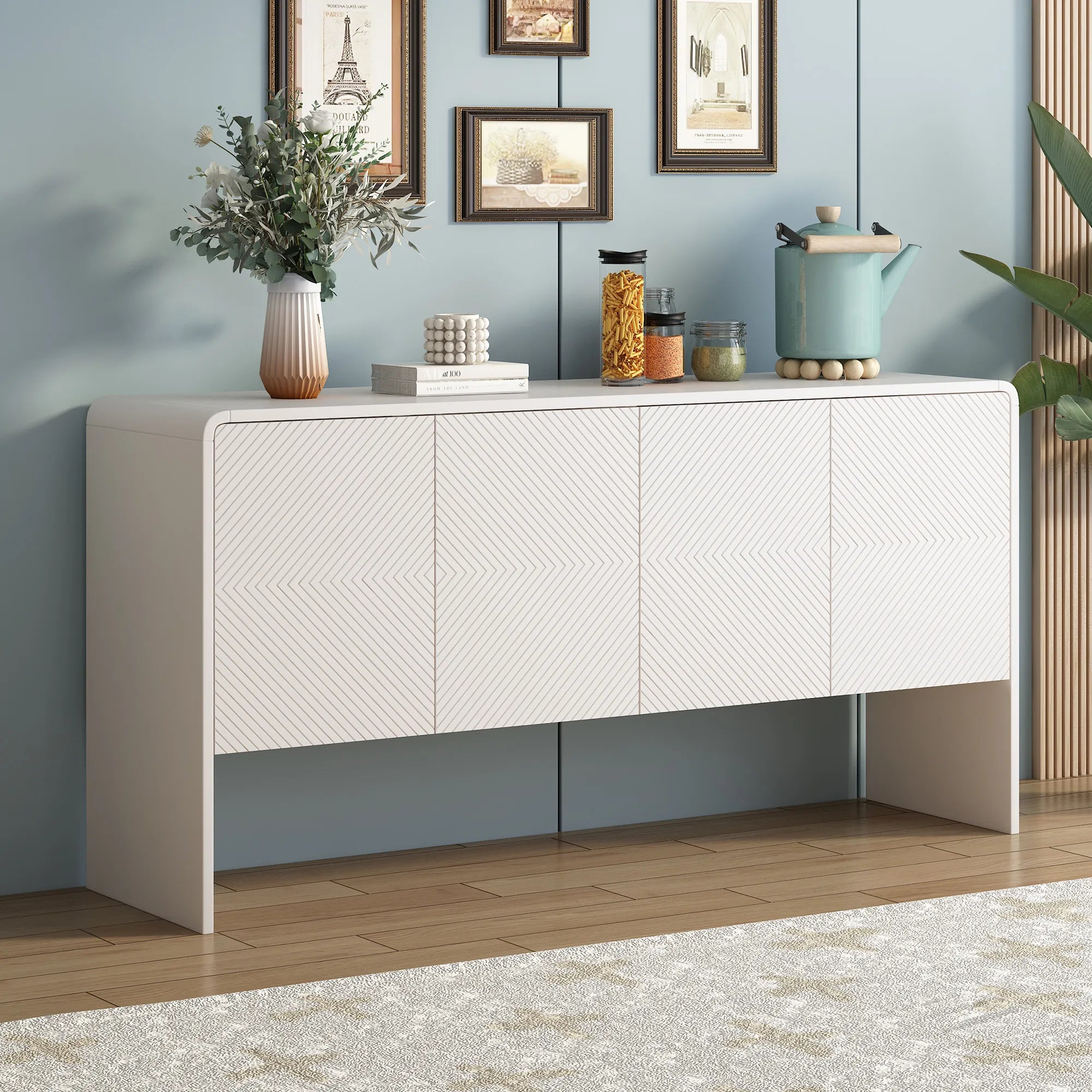60" Minimalist Style Modern Sideboard with 4 Doors