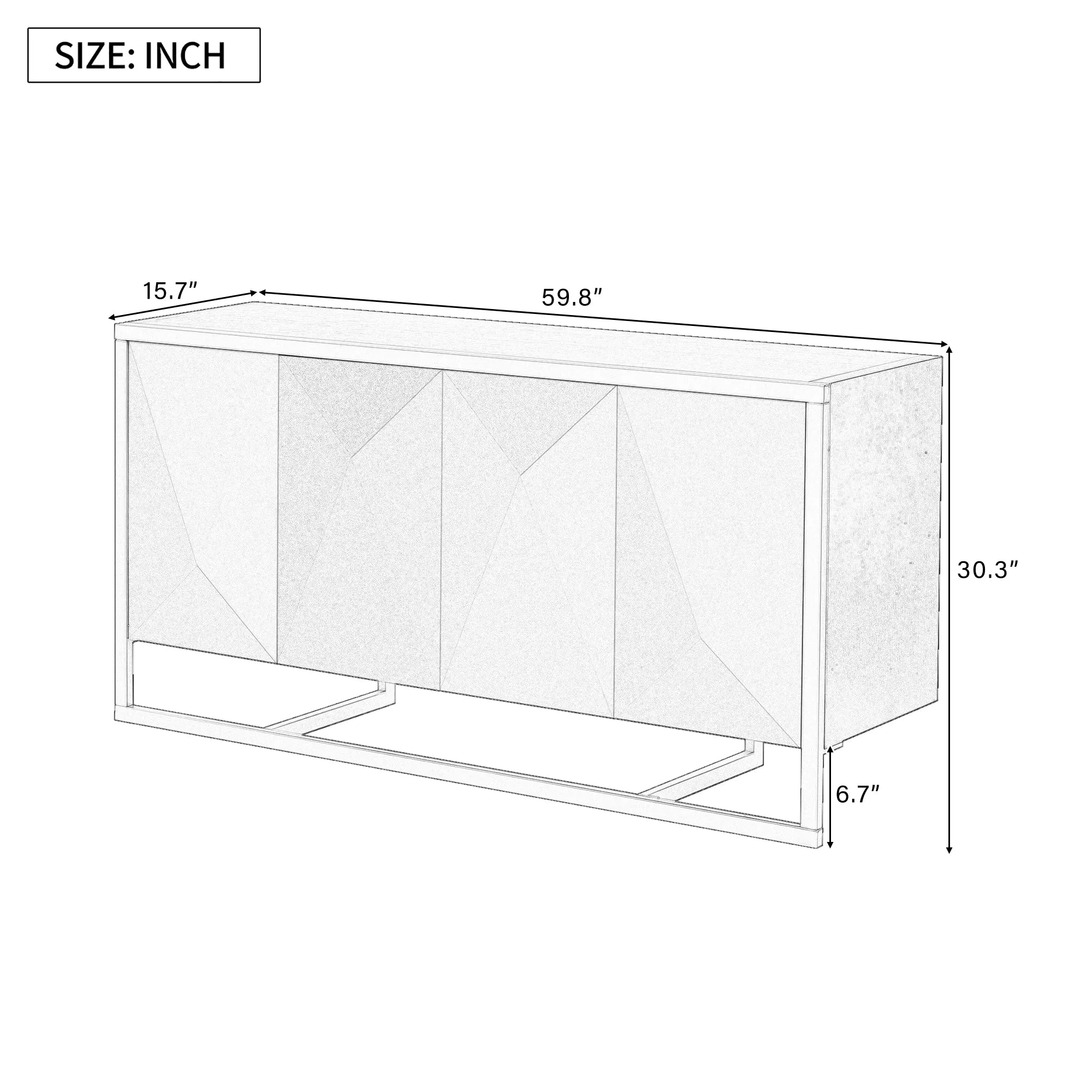 60" Modern Sideboard with Metal Legs and Storage