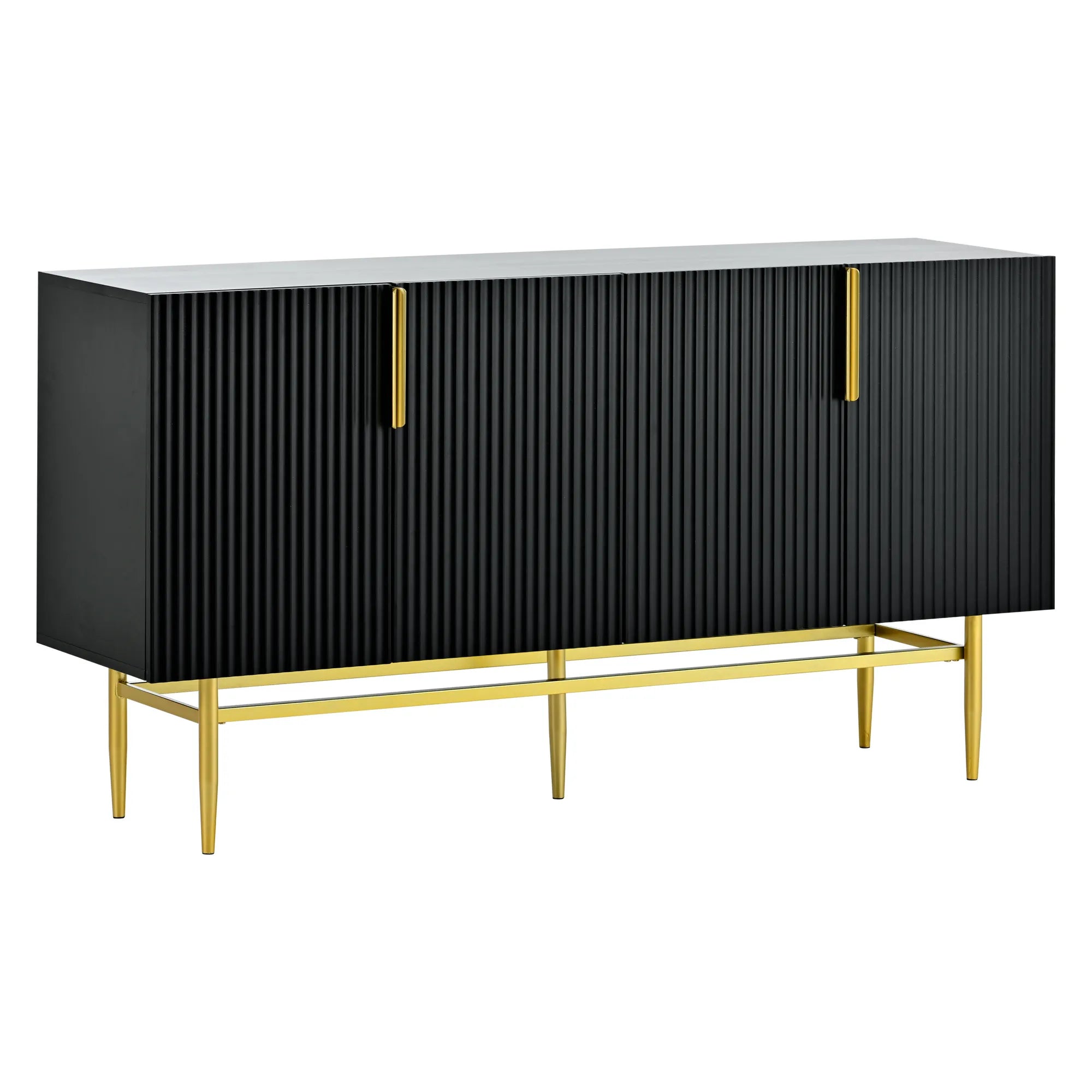 60” Modern 4-Door Sideboard with Gold Handles