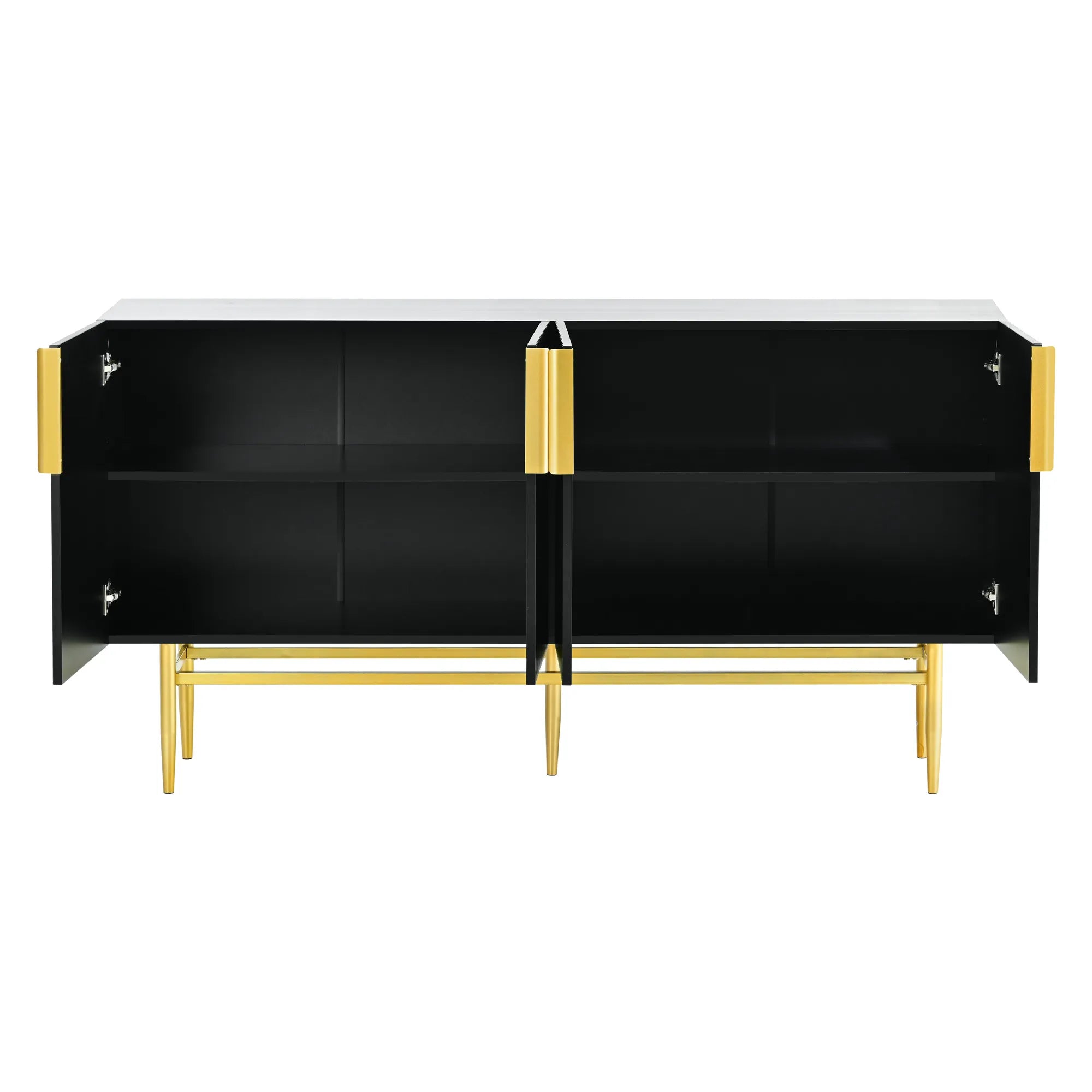 60” Modern 4-Door Sideboard with Gold Handles