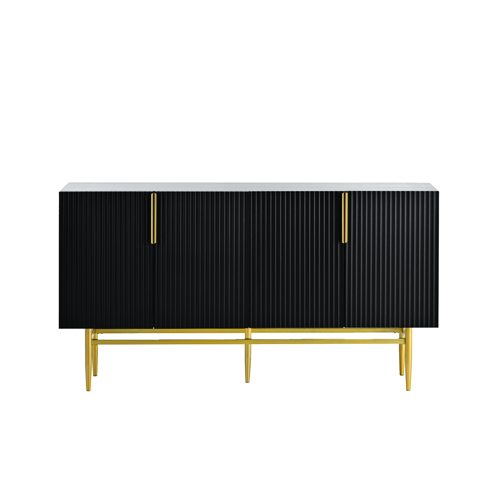 60” Modern 4-Door Sideboard with Gold Handles