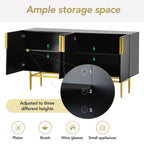 60” Modern 4-Door Sideboard with Gold Handles