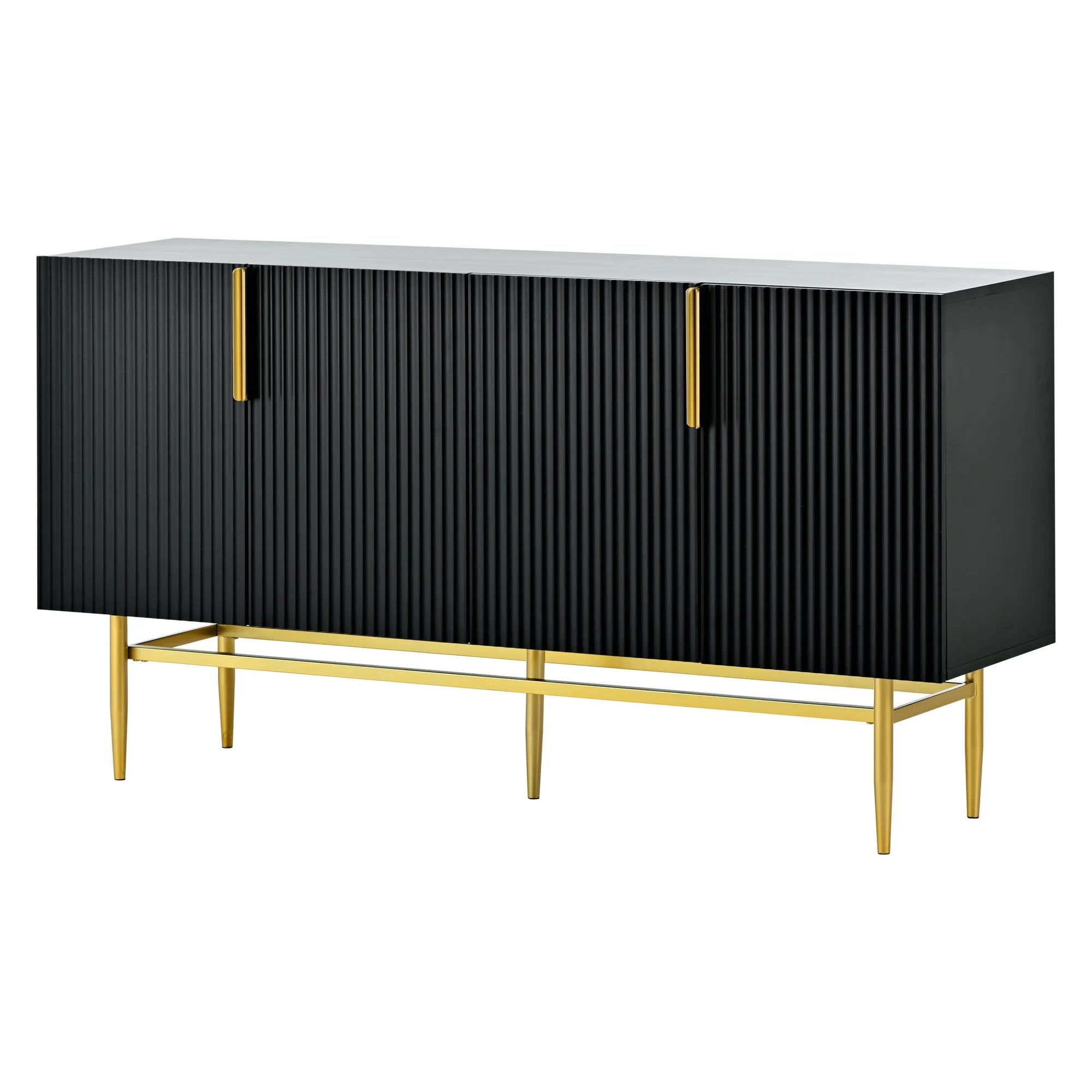 60” Modern 4-Door Sideboard with Gold Handles
