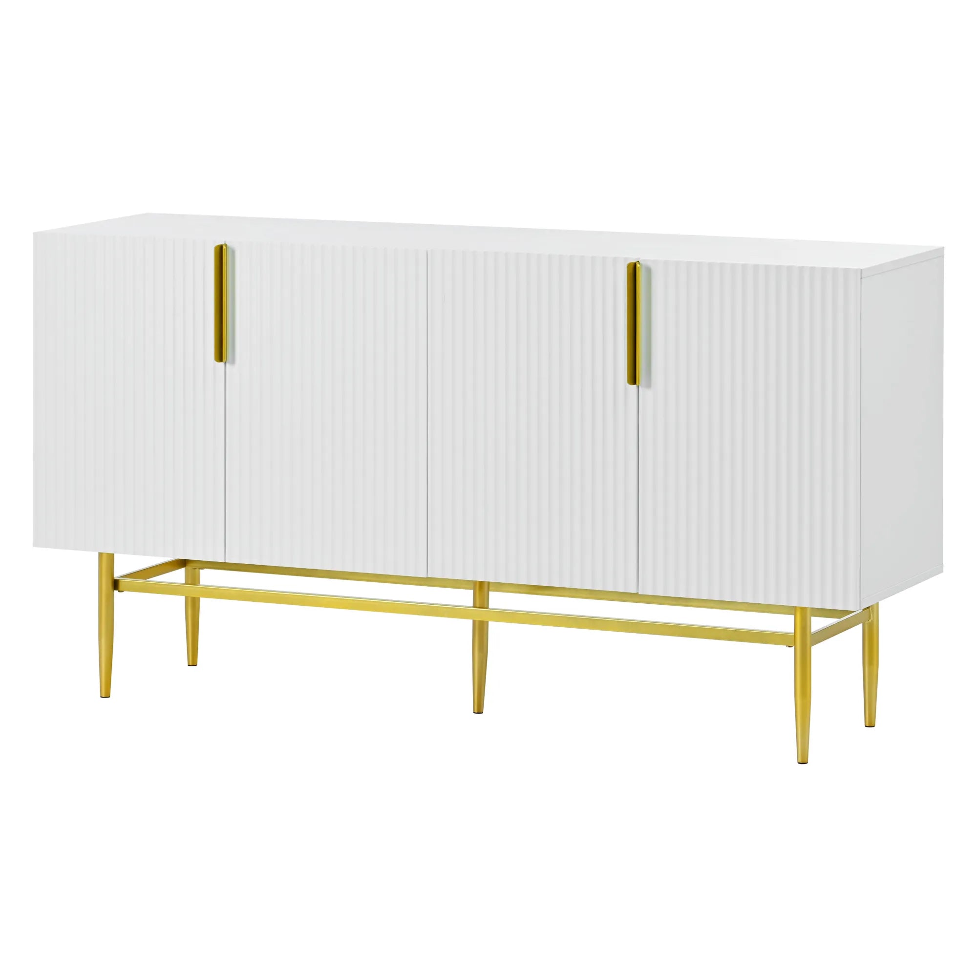 60” Modern 4-Door Sideboard with Gold Handles
