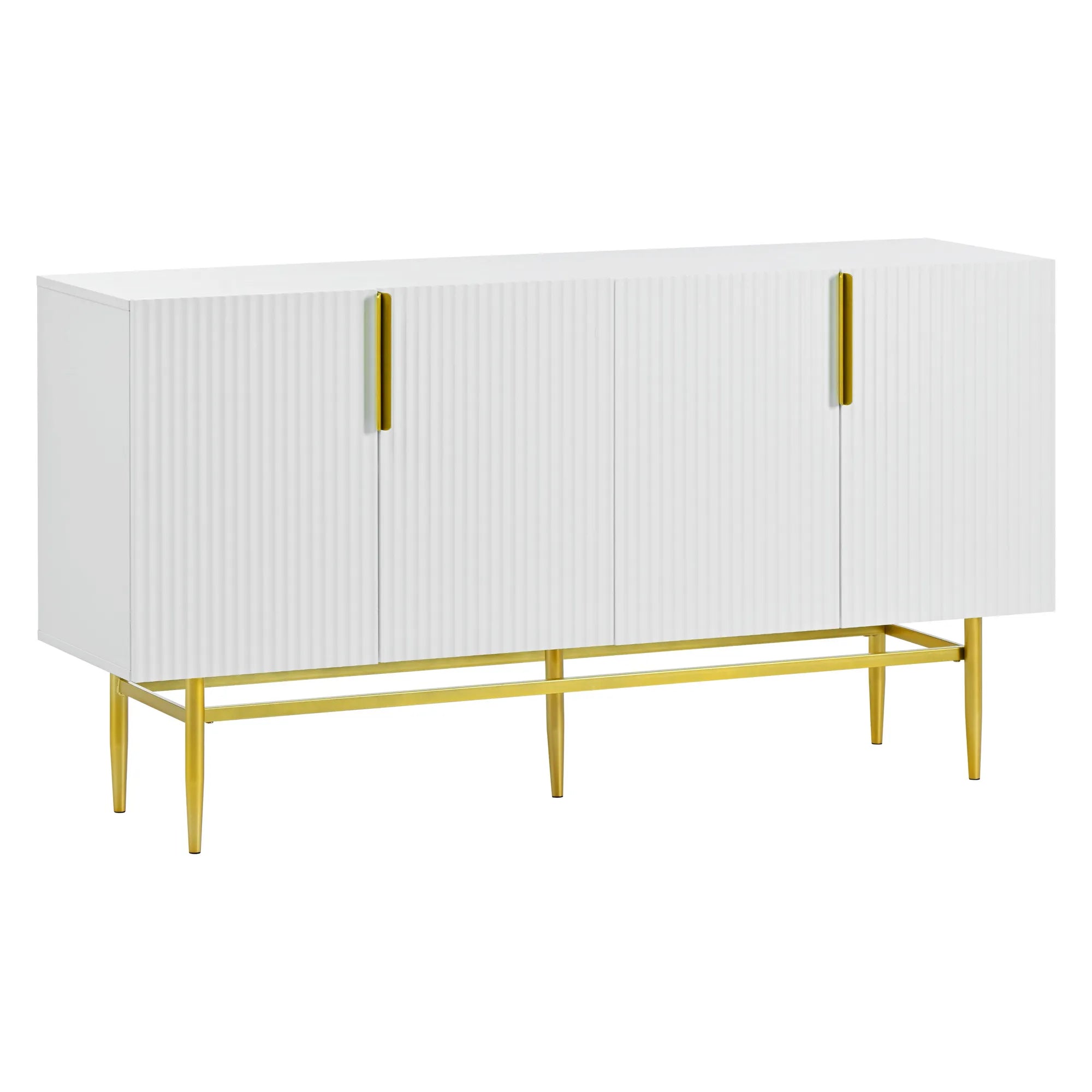 60” Modern 4-Door Sideboard with Gold Handles