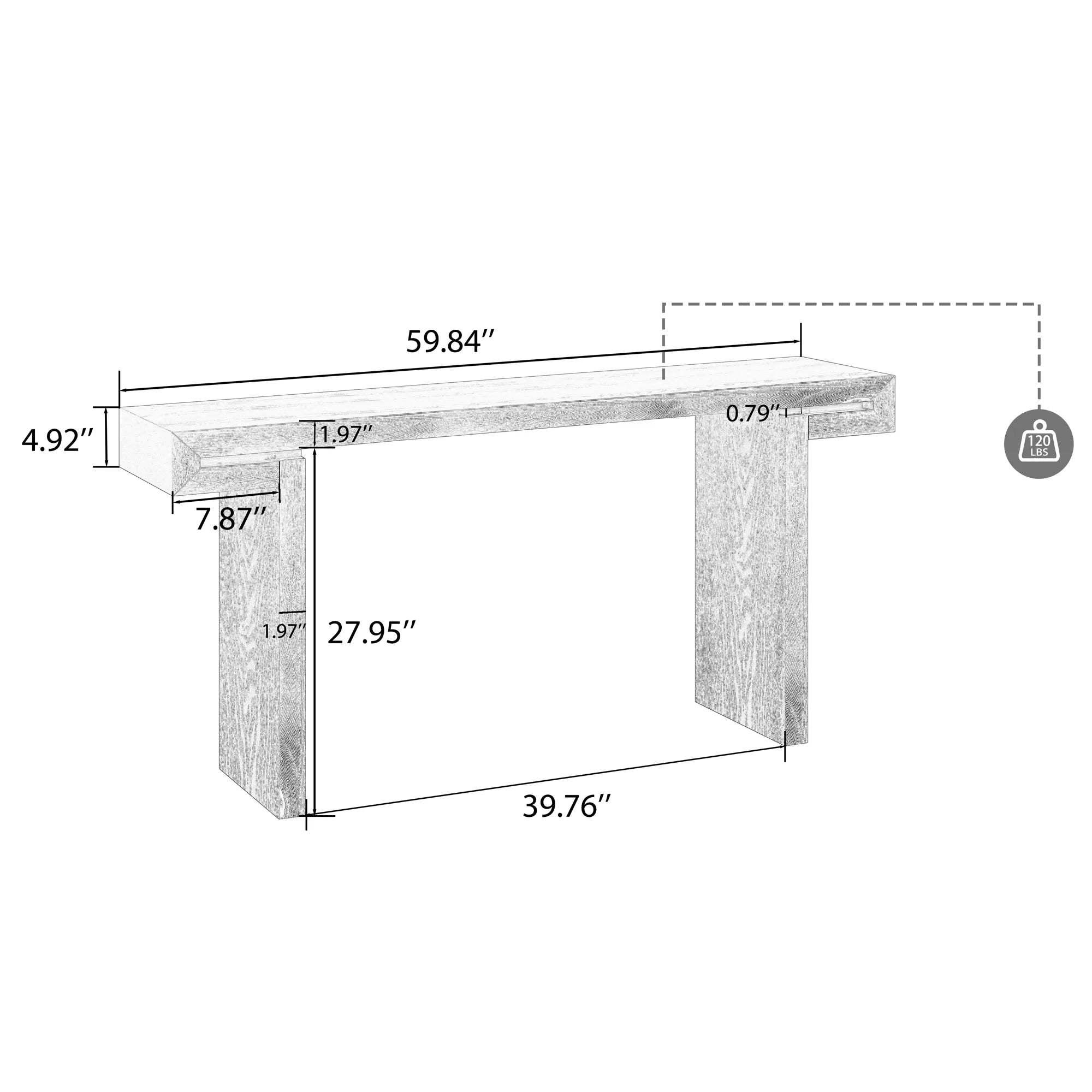60” Rustic Farmhouse Console Table