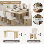 63" 7 Pieces Modern Dining Table Set with 6 Dining Chairs