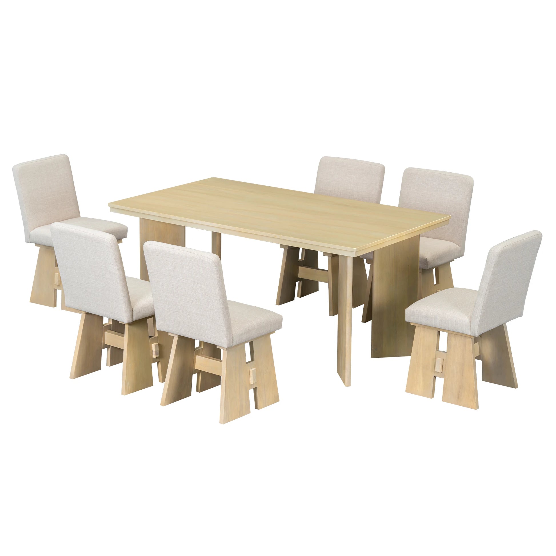 63" 7 Pieces Modern Dining Table Set with 6 Dining Chairs
