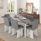 63" 7 Pieces Modern Dining Table Set with 6 Dining Chairs