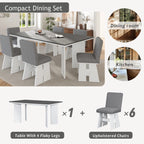 63" 7 Pieces Modern Dining Table Set with 6 Dining Chairs