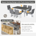 63" 7 Pieces Modern Dining Table Set with 6 Dining Chairs