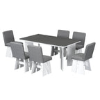63" 7 Pieces Modern Dining Table Set with 6 Dining Chairs
