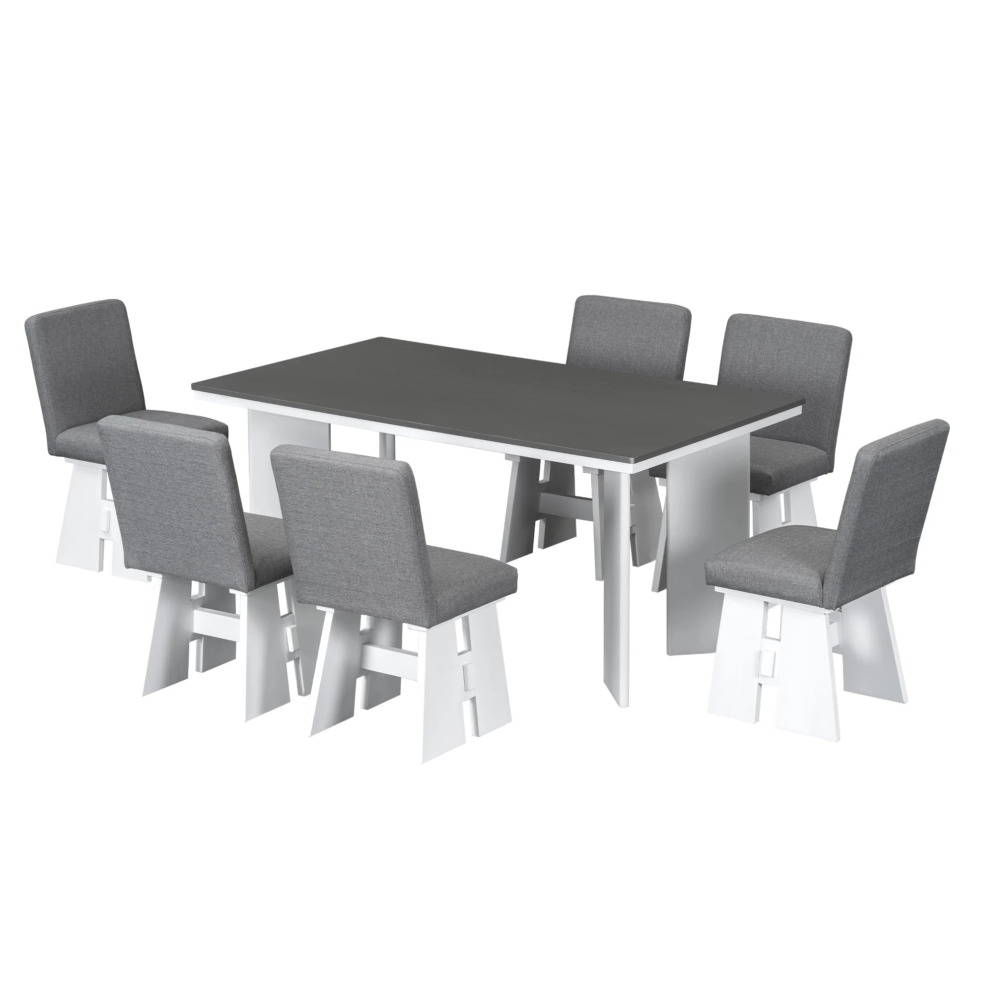 63" 7 Pieces Modern Dining Table Set with 6 Dining Chairs
