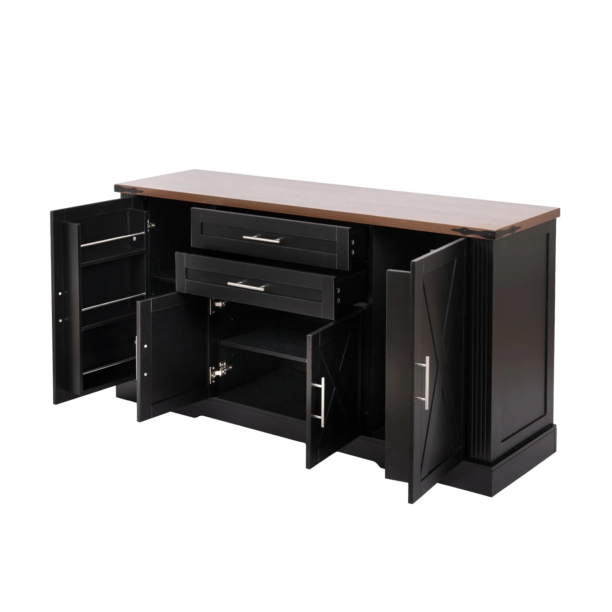 63” Farmhouse Barn Door Buffet Cabinet