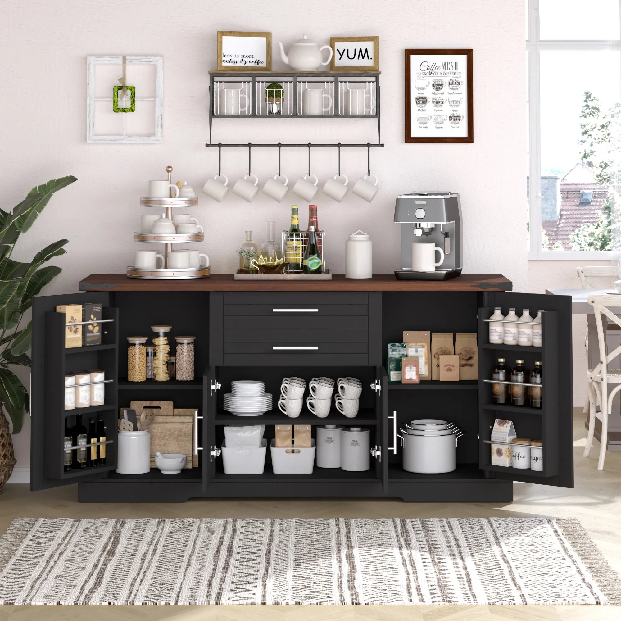 63” Farmhouse Barn Door Buffet Cabinet