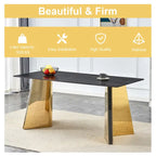 63" Marble Patterned Dining Table With Stylish Stainless Steel Legs