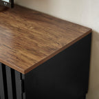 63" Mid Century Modern TV Stand with Slatted Grille Striped Doors