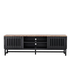 63" Mid Century Modern TV Stand with Slatted Grille Striped Doors