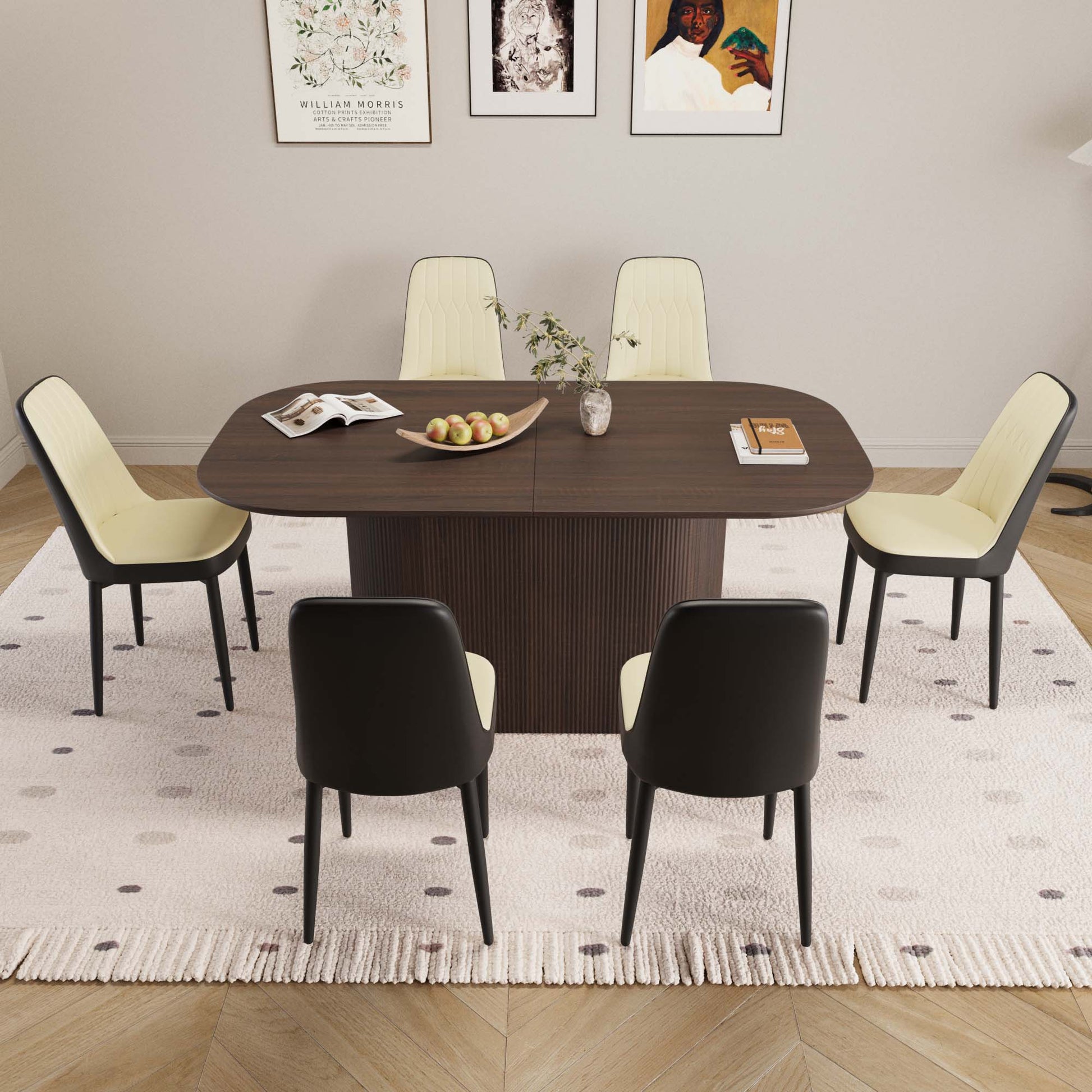 63“ Modern Dining Table Set For 6
