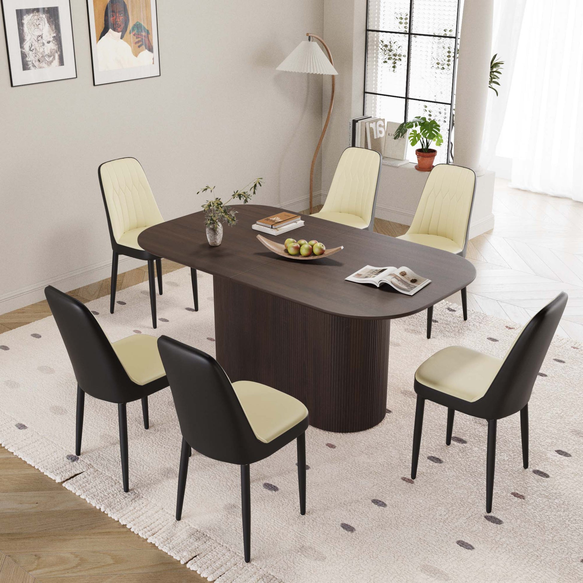 63“ Modern Dining Table Set For 6