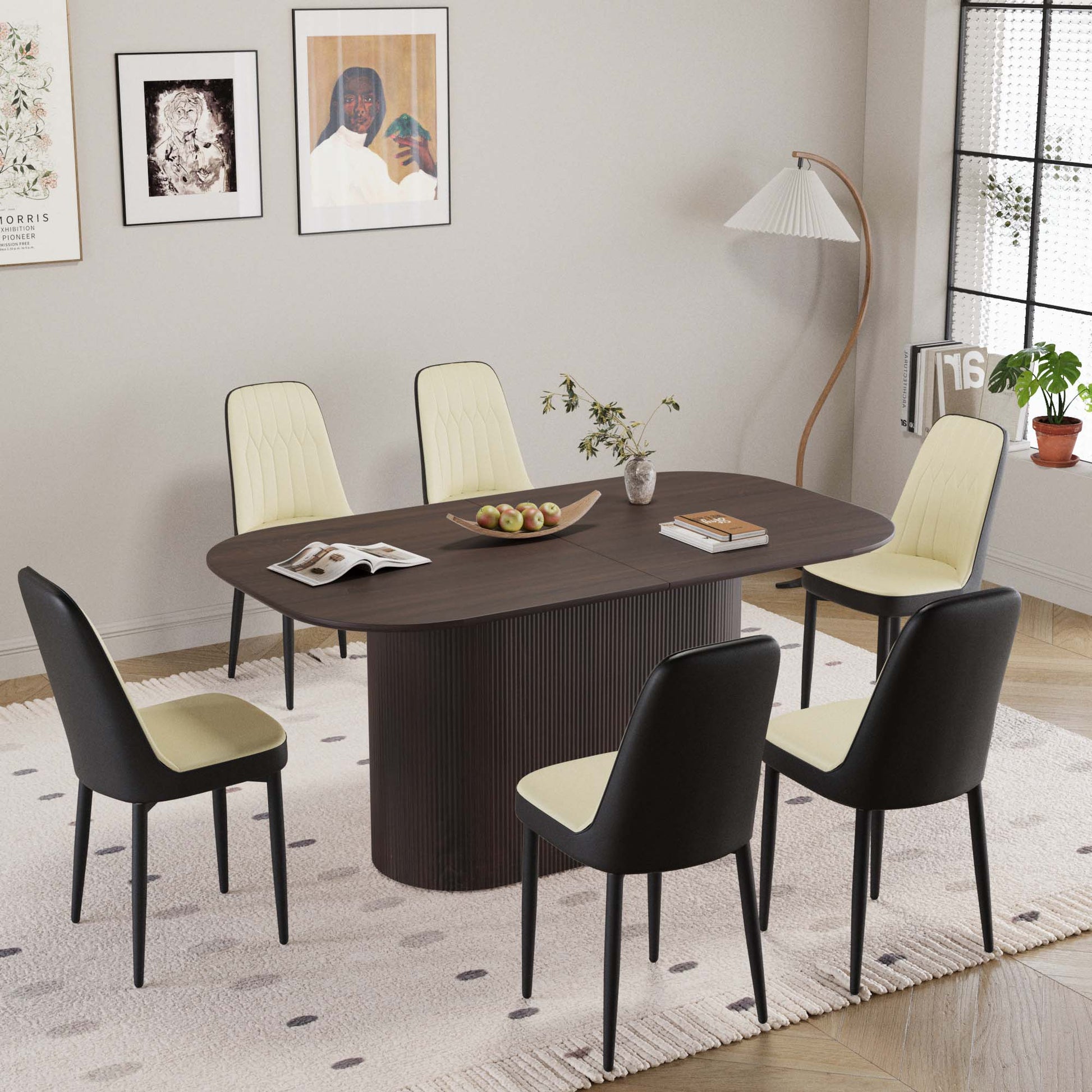 63“ Modern Dining Table Set For 6